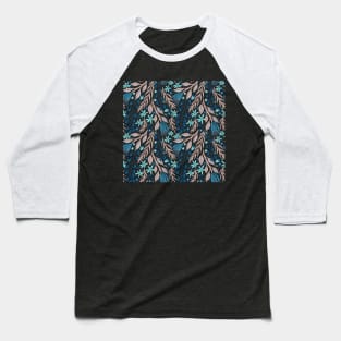 Seamless Leaves Flowers Pattern Baseball T-Shirt